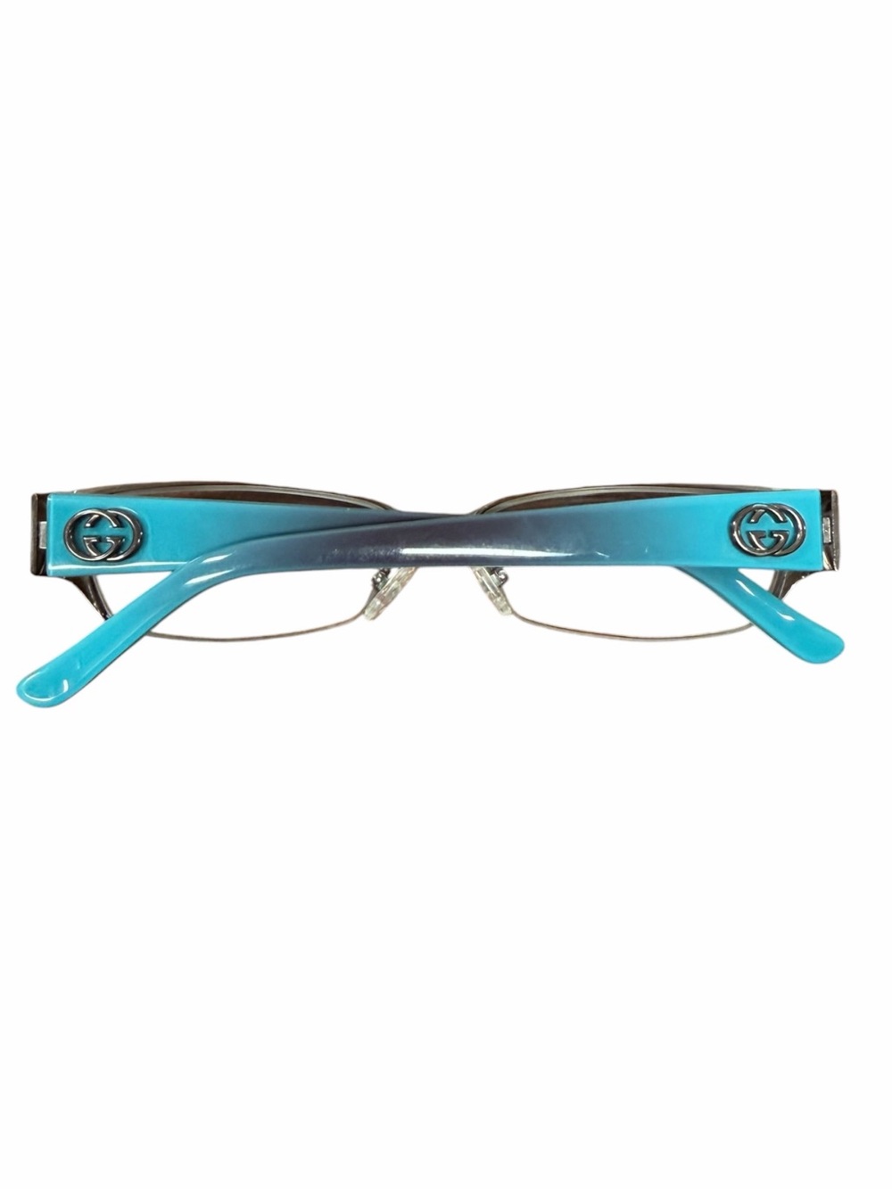 Gucci GG4229 6M9 Eyeglasses Frames 53mm Brown Blue Half Rim Cat Eye Italy